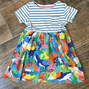 Mini Boden Kids' Hotchpotch Stripe/Sea Life Print Jersey Dress, Multi, 5-6Y